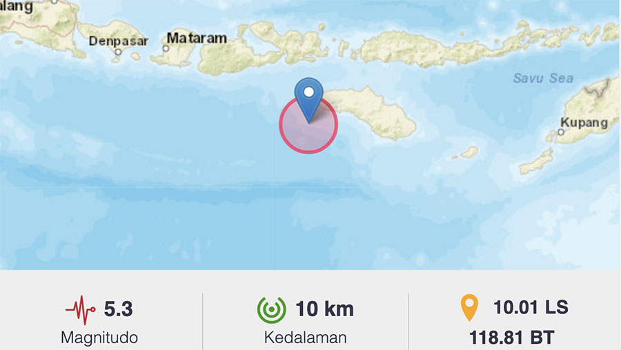 Gempa Bumi M 5 3 Guncang Sumba Barat Daya NTT Nasional