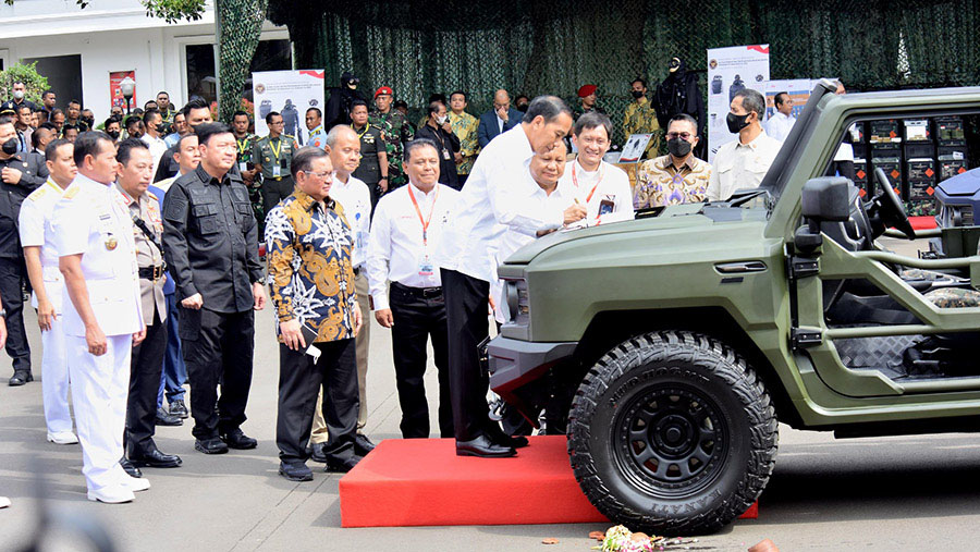 Presiden Joko Widodo saat menghadiri Rapat Pimpinan Kementerian Pertahanan Tahun 2023, di Kemhan, Jakarta, Rabu (18/01/2023). (Foto: Humas Setkab/Jay)