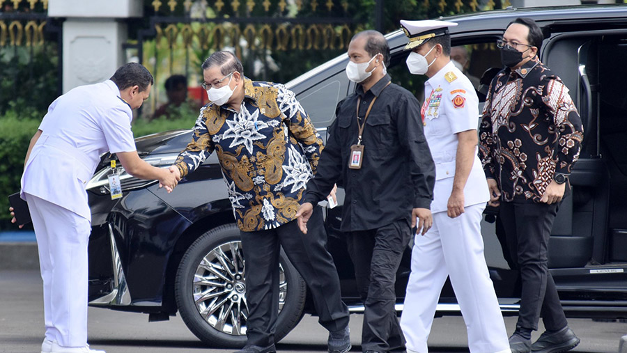 Seskab, Pramono Anung saat menghadiri Rapat Pimpinan Kementerian Pertahanan Tahun 2023 di Kemhan, Jakarta, Rabu (18/01/2023). (Foto: Humas Setkab/Jay)