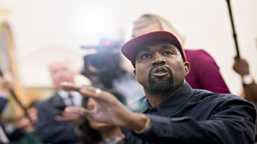 Rapper Kanye West speaks during a meeting with U.S. President Donald Trump (Andrew Harrer/Bloomberg)