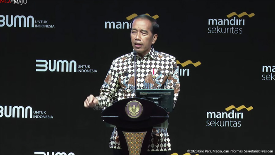 Presiden Joko Widodo (Jokowi) dalam acara Mandiri Investment Forum. (Tangkapan Layar Youtube Sekretariat Presiden)