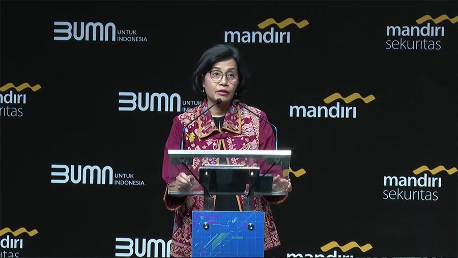 Menteri Keuangan (Menkeu), Sri Mulyani di Mandiri Investment Forum 2023. (Youtube 12thMIF2023)