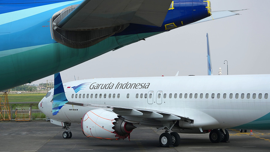 Pesawat Garuda Indonesia/ (Dimas Ardian/Bloomberg)