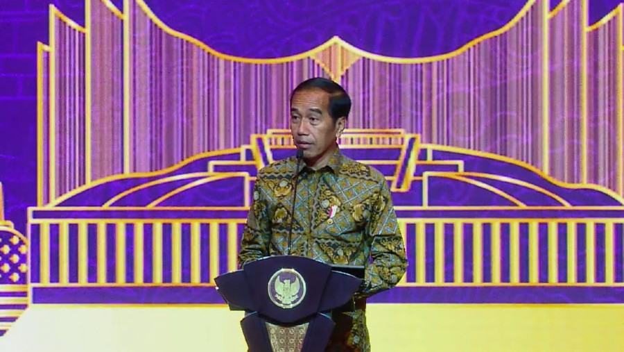 Presiden Joko Widodo menghadiri pertemuan tahunan Industri Keuangan Indonesia (Dok. Tangkapan Layar Youtube)