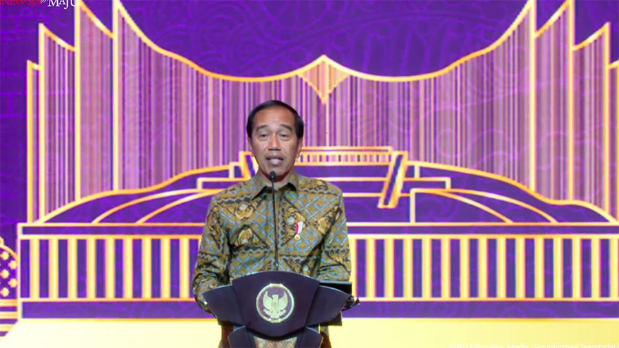 Presiden Joko Widodo (Jokowi) pada Pertemuan Industri Jasa Keuangan, Jakarta, 6 Februari 2023. (Youtube Sekretariat Presiden)