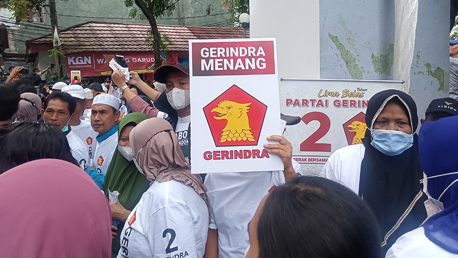 HUT DPP partai Gerindra yang ke -15. (Bloomberg Technoz/ Sultan Ibnu Affan)