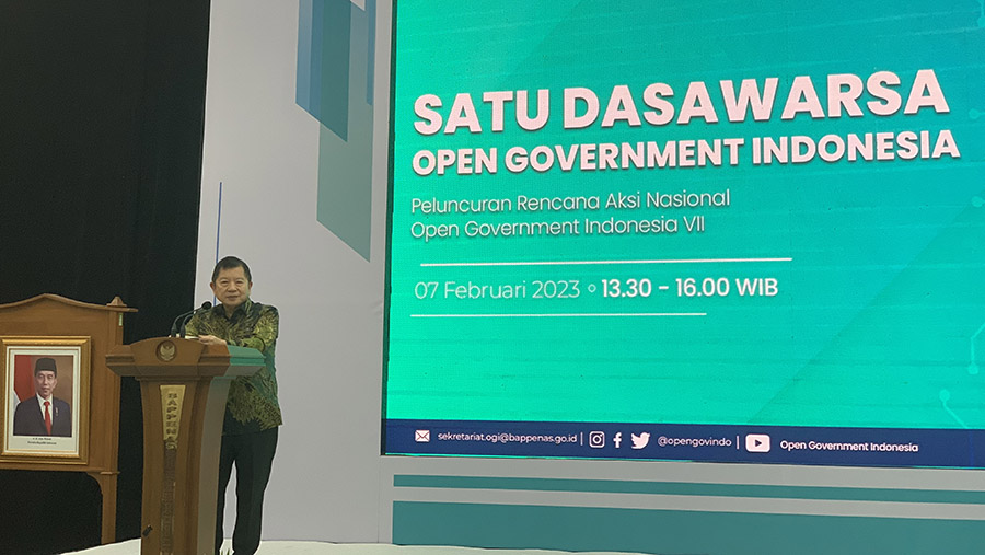 Satu Dasawarsa Open Goverment Indonesia. (Bloomberg Technoz/ Tara Marchelin)