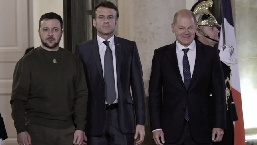 Presiden Ukraina, Presiden Prancis, dan Kanselir Jerman (Sumber: Bloomberg)