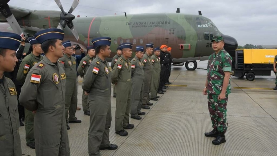 TNI AU sesaat sebelum terbang menuju misi pengiriman bantuan gempa Turki (Dok tni-au.mil.id)