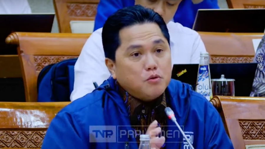 Menteri BUMN Erick Thohir rapat bersama Komisi VI DPR RI (Tangkapan layar youtube Komisi VI DPR RI)