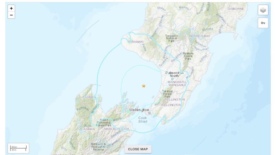 Gempa New Zealand Rabu, 15 Februari 2023 (Sumber: Tangkapan layar USGS)