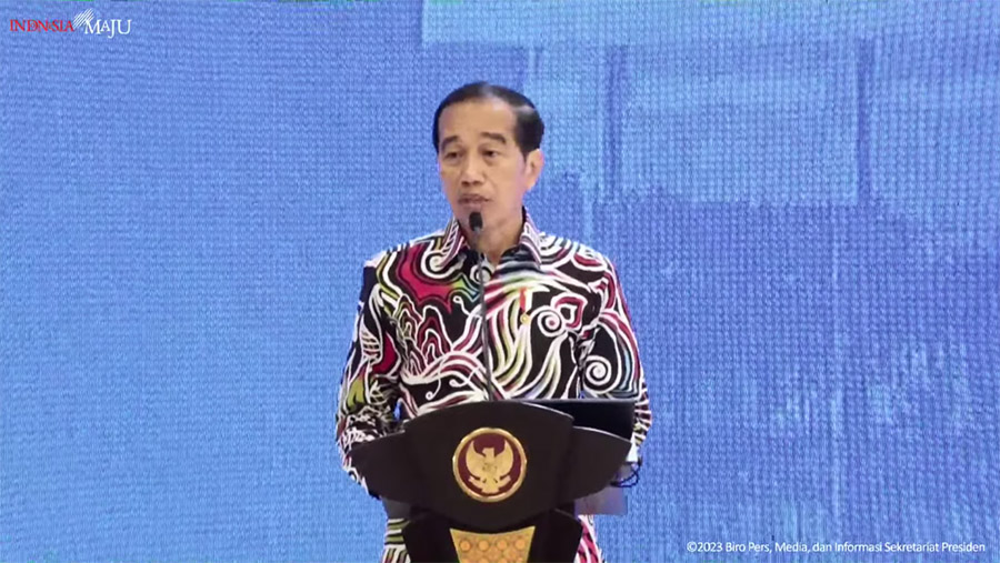 Pengarahan Presiden Jokowi pada Pembukaan Rakernas APPSI Tahun 2023, Balikpapan, Kamis (23/2/2023). (Tangkapan layar Youtube Sekretariat Presiden)