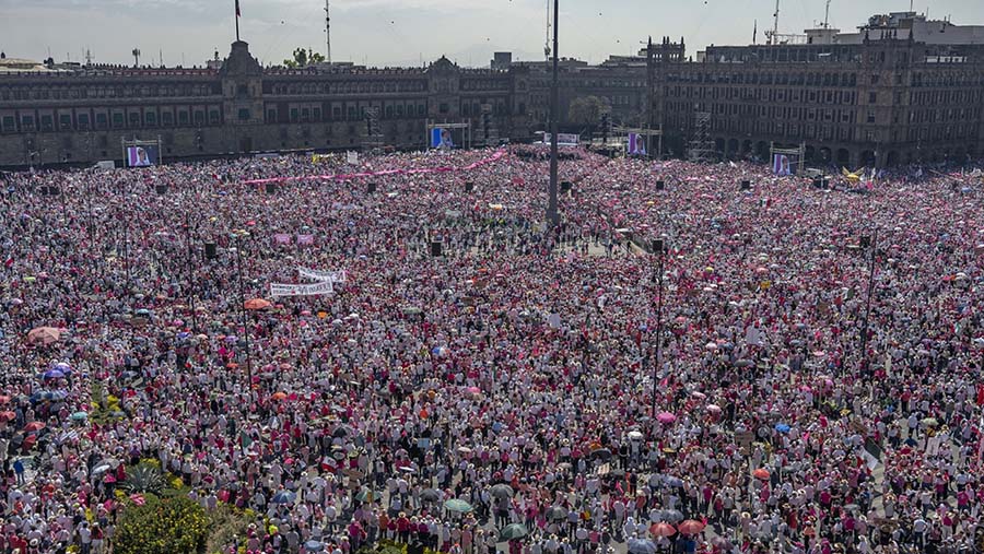 Penyelenggara demo mengatakan, massa aksi yang mengikuti demo mencapai setengah juta rakyat. (Alejandro Cegarra/Bloomberg)