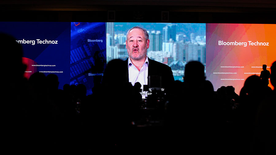 Video sambutan CEO Bloomberg Media, Scott Havens dalam acara ‘The Launch of Bloomberg Technoz’. (Bloomberg Technoz/ Andrean Kristianto)