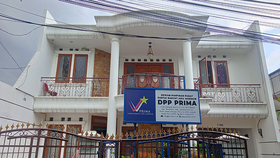 Kantor DPP Partai PRIMA. (Bloomberg Technoz/ Sultan Ibnu Affan)