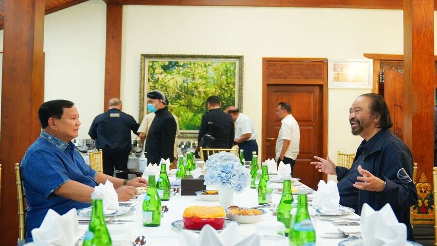 Ketua Umum Partai Gerindra Prabowo Subianto menerima kunjungan Ketua Umum Partai Nasdem Surya Paloh (Dokumentasi Gerindra)