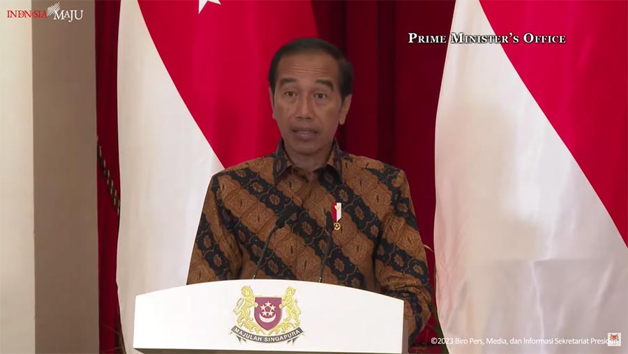 Presiden Joko Widodo (Jokowi) di Istana Kepresidenan Singapura, Kamis (16/3/2023). (Tangakapan Layar Youtube Sekretariat Presiden)