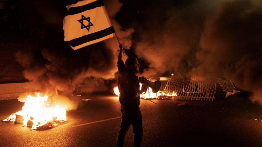 Unjuk rasa di Israel (Sumber: Bloomberg)
