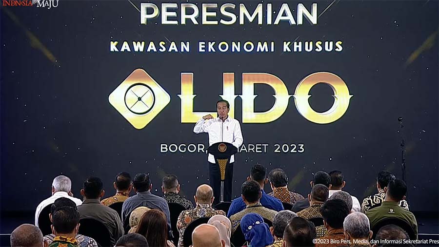 Sambutan Presiden Jokowi Pada Peresmian Kawasan Ekonomi Khusus Lido, 31 Maret 2023. (Tangakapn Layar Youtube Sekretariat Presiden)