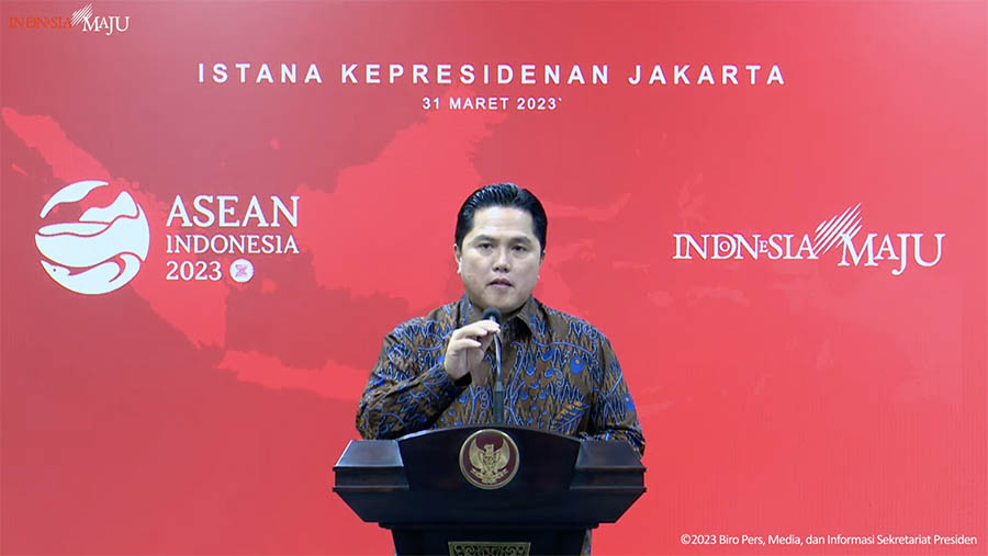 Keterangan Pers Ketua Umum PSSI, Erick Thohir di Kantor Presiden, 31 Maret 2023 (Tangkapan Layar Sekretariat Presiden)