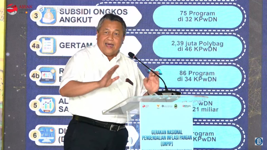 Gubernur Bank Indonesia Perry Warjiyo dalam acara Kick Off Gerakan Nasional Pengendalian Inflasi Pangan Jawa 2023 (Youtube Bank Indonesia)