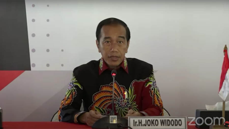 Presiden Joko Widodo (Jokowi) saat menghadiri saat rapat DPP Partai PDI Perjuangan ke 140. (Tangkapan layar Youtube PDI Perjuangan)