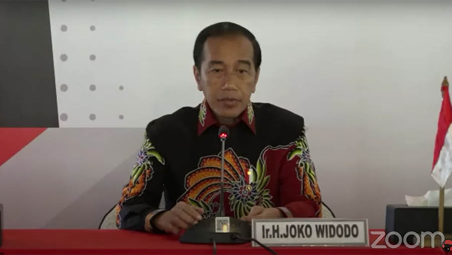 Presiden Joko Widodo (Jokowi) saat menghadiri rapat DPP Partai PDI Perjuangan ke 140. (Tangkapan layar Youtube PDI Perjuangan)