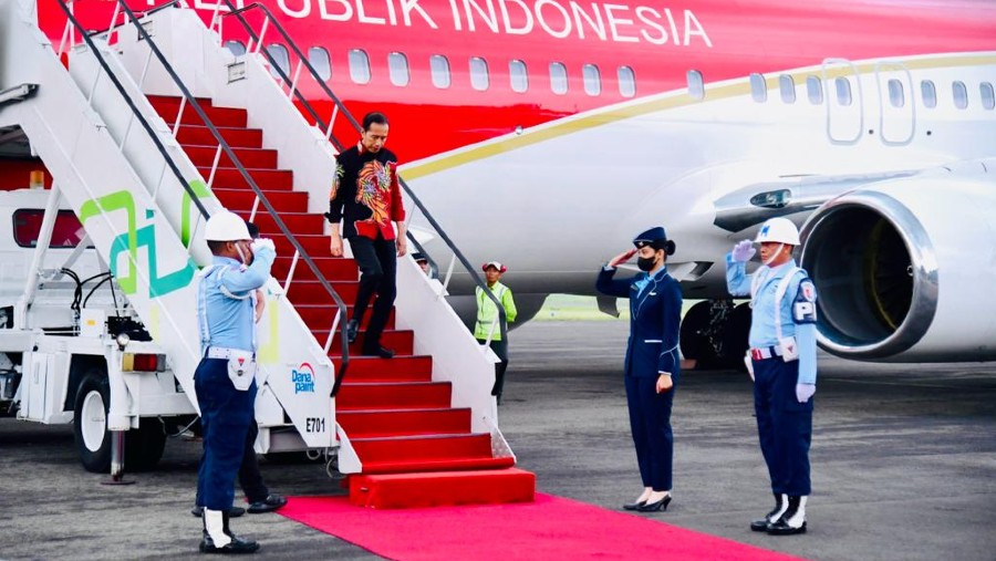 Presiden Joko Widodo tiba di kota Solo (BMI Setpres)