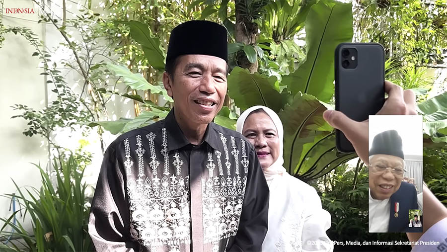Halalbihalal Presiden Joko Widodo (Jokowi) dan Wapres, Ma'ruf Amin. (Tangkapan Layar Youtube Sekretariat Presiden)