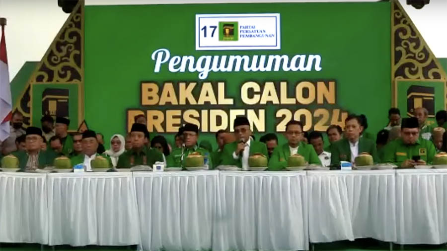 Pengumuman Bakal Calon Presiden 2024 dari Partai Persatuan Pembangunan (PPP). (Tangkapan Layar Youtube Petiga TV)