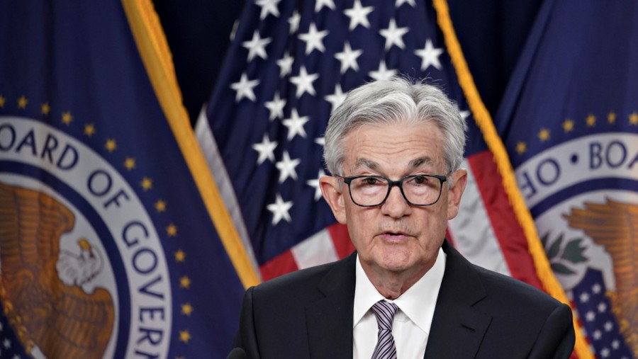 Gubernur Bank Sentral AS The Fed Jerome Powell kepada media usai rapat Federal Open Market Committee (FOMC). (Dok Bloomberg)