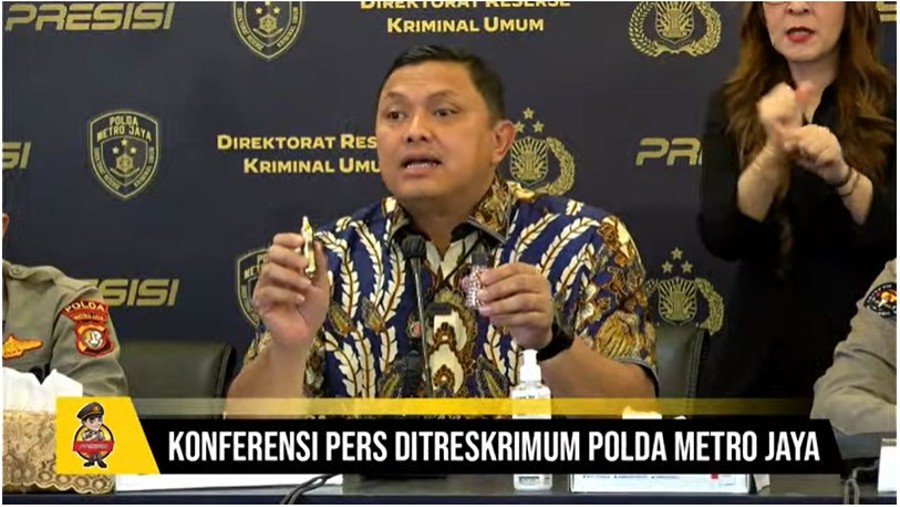 Direktur Reserse Kriminal Umum Polda Metro Jaya, Kombes Hengki Haryadi. (Tangkapan layar Youtube Polda Metro Jaya)