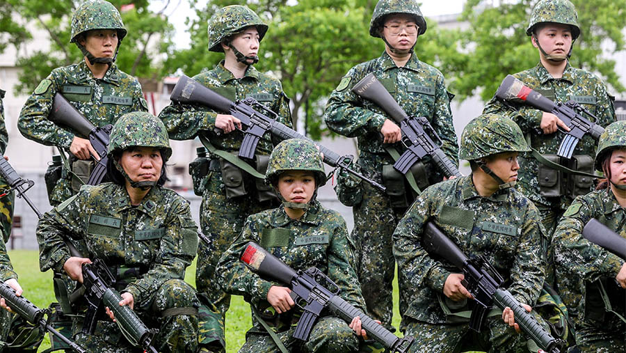 Bulan lalu, Beijing kembali melakukan latihan militer di perairan Taiwan.  (I-Hwa Cheng/Bloomberg)
