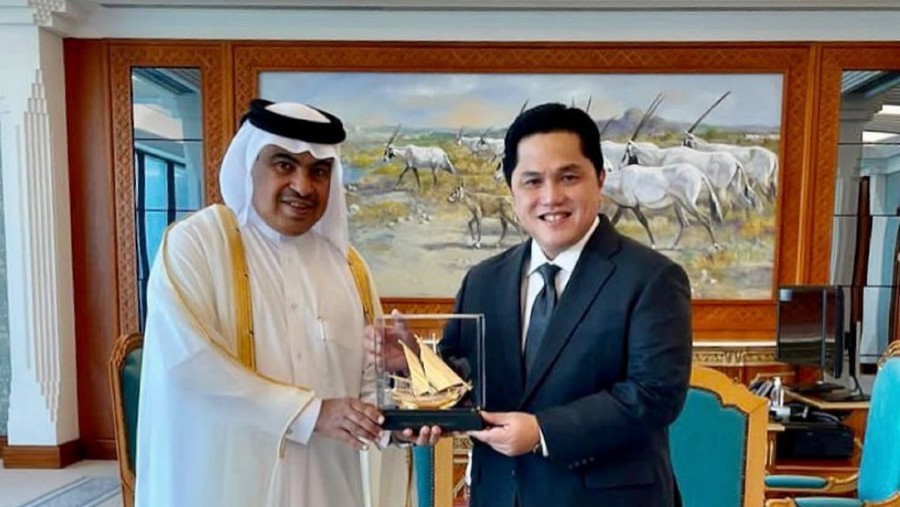 Erick Thohir bertemu Menteri Keuangan Qatar, Sheikh Ali (Dok: Instragram Erick Thohir)