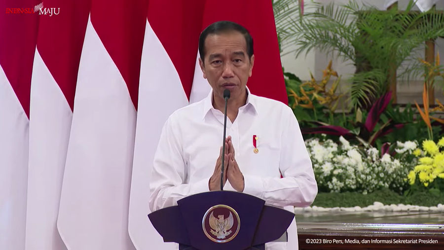 Sambutan Presiden Jokowi Pada Pencanangan Pelaksanaan Sensus Pertanian, Senin (15/5/2023). (Tangkapan Layar Youtube  Sekretariat Presiden)