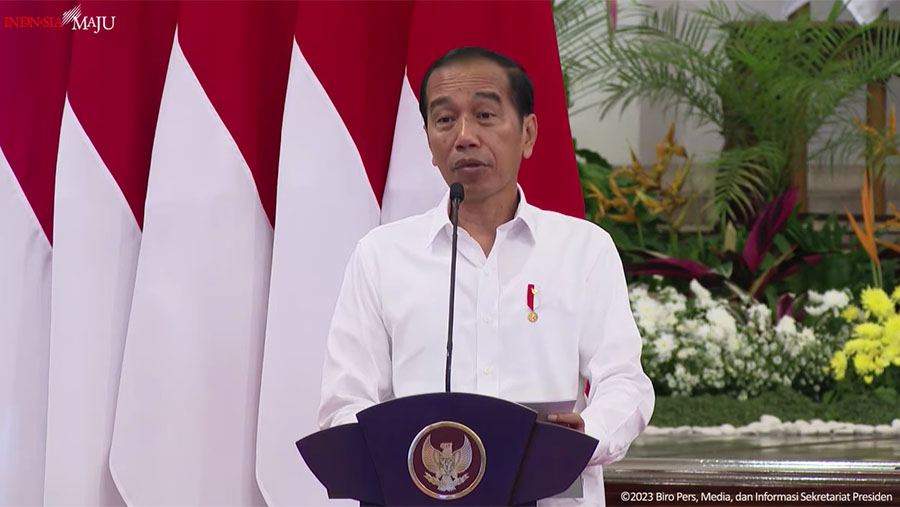 Sambutan Presiden Jokowi Pada Pencanangan Pelaksanaan Sensus Pertanian, Senin (15/5/2023). (Tangkapan Layar YoutubeSekretariat Presiden)