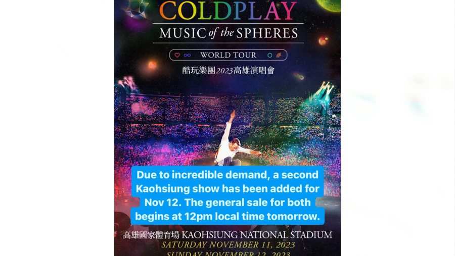 Pengumuman tambahan hari konser Coldplay di Taiwan. (dok tangkapan layar Instagram official Coldplay)
