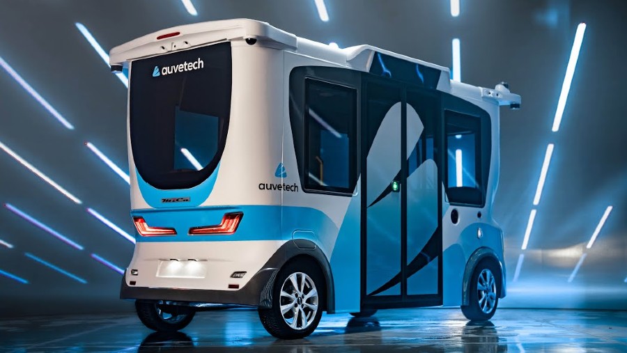 Ilustasi bus otonom MiCa, produksi Auve Tech, startup asal Estonia. (Dok perusahaan)
