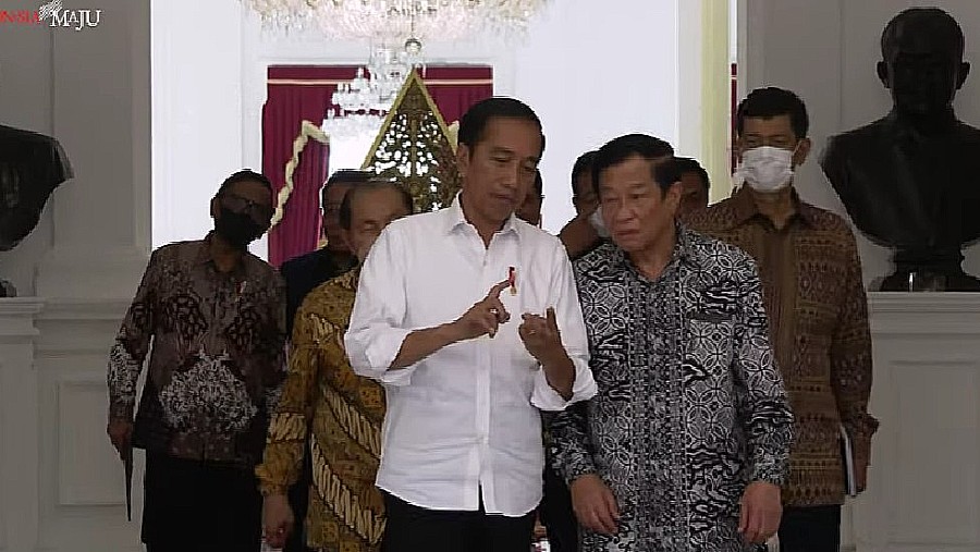 Agum Gumelar dan para purnawirawan TNI-Polri bertemu Presiden Jokowi di Istana Merdeka (Youtube Sekretariat Presiden)