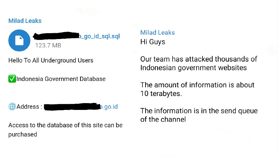 Pengumuman Milad Leaks. (dok tangkapan layar akun Twitter @darktracer_int)