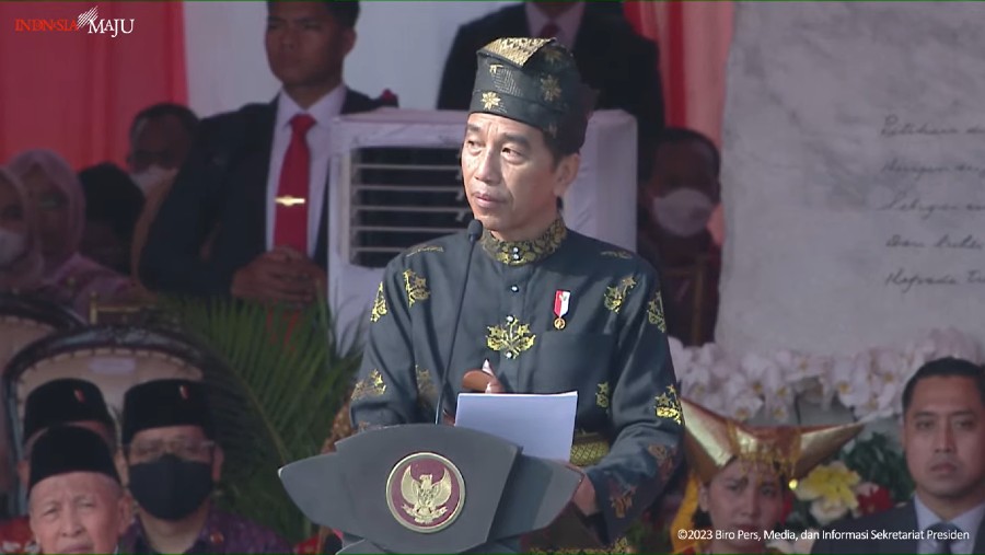 Presiden Jokowi memimpin upacara peringatan Hari Lahir Pancasila di Monumen Nasional (Monas) Jakarta yang selenggarakan pada Kamis (1/6/2023)