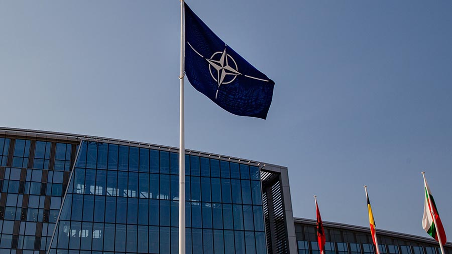 Bendera NATO. (Marlene Awaad/Bloomberg)