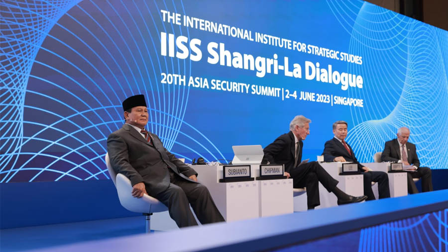 Menhan, Prabowo Subianto dalam acara International Institute for Strategic Studies (IISS) Shangri-La Dialogue ke-20. (Dok. Kemhan)