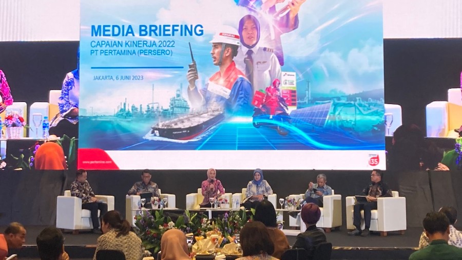 Acara Capaian Kinerja 2022 Pertamina di Jakarta (Bloomberg Technoz/Rezha Hadyan)