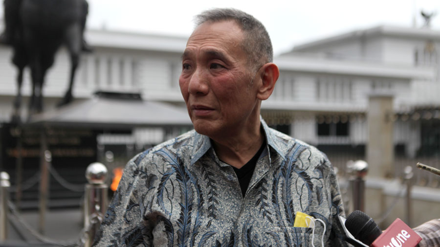 Pengusaha, Jusuf Hamka saatr ditemui wartawan di Jakarta, Selasa (13/6/2023). (Bloomberg Technoz/ Andrean Kristianto)
