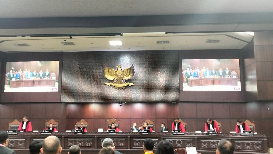 Sidang putusan UU Pemilu Mahkamah Konstitusi. (Bloomberg Technoz/ Sultan Ibnu Affan)