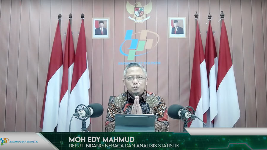 Deputi Bidang Neraca dan Analisis Statistik BPS, Moh Edi Mahmud saat rilis BPS 15 Juni 2023. (Tangkapan Layar Youtube BPS)