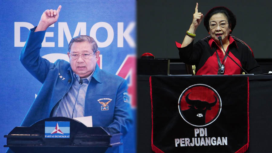 Foto kolase Susilo Bambang Yudhoyono (SBY) dan Megawati Soekarnoputri. (Foto: SBY Team/DPP-PD dan Dimas Ardian/Bloomberg)
