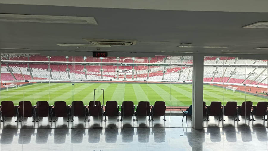 Suasana Stadion Utama Gelora Bung Karno, Jakarta, Minggu (18/6/2023). (Bloomberg Technoz/ Ezra Sihite)