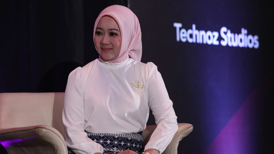 Ketua TP PKK Provinsi Jabar, Atalia Praratya saat acara ‘Women on The Move' di Jakarta, Rabu (21/6/2023). (Bloomberg Technoz/ Andrean Kristianto)
